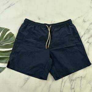 Backcountry Mens Daily Pull On Shorts Size L Navy Blue Nylon Cotton
